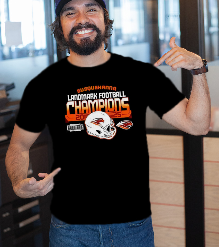 Susquehanna River Hawks Landmark Football Champions 2025 Helmet T-Shirt