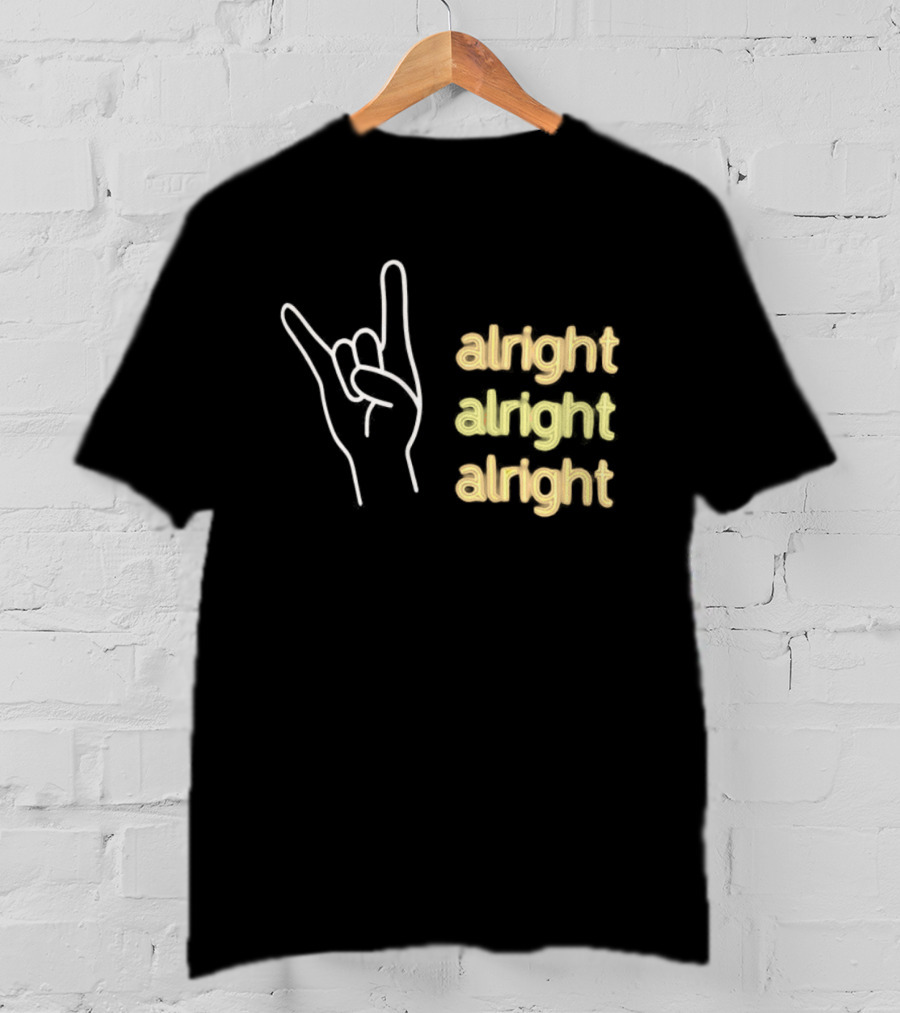 Texas Longhorns Hook Em Neon Sign Alright Alright Alright Gesture T-Shirt