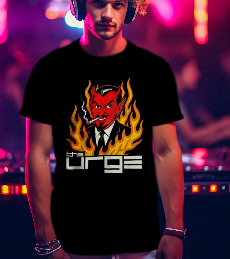 The Urge Devil With Flames Smoking Cigar T-Shirt