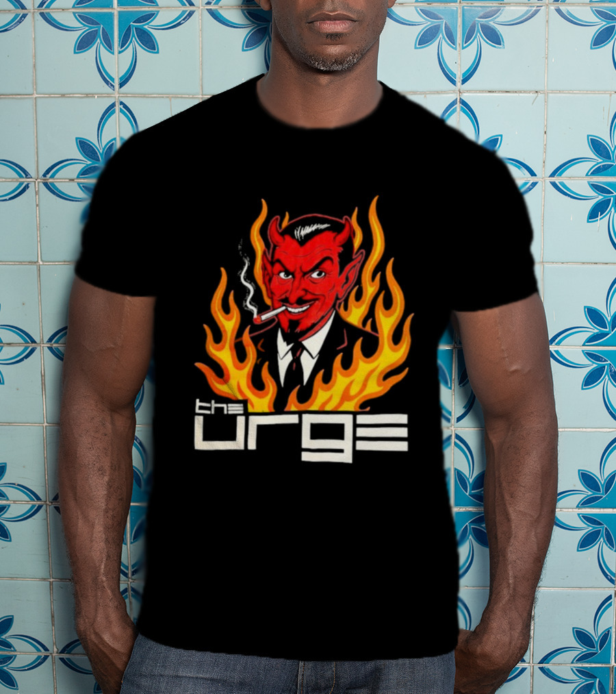 The Urge Devil With Flames Smoking Cigar T-Shirt