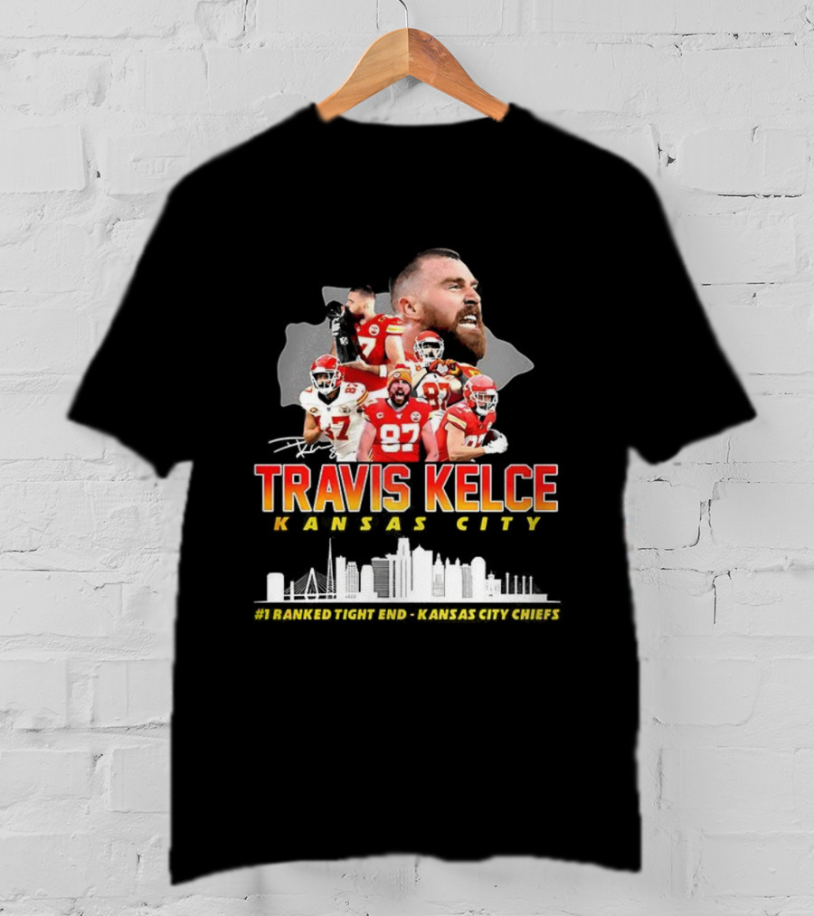 Travis Kelce Kansas City Chiefs Football Number 87 Signature Tee T-Shirt