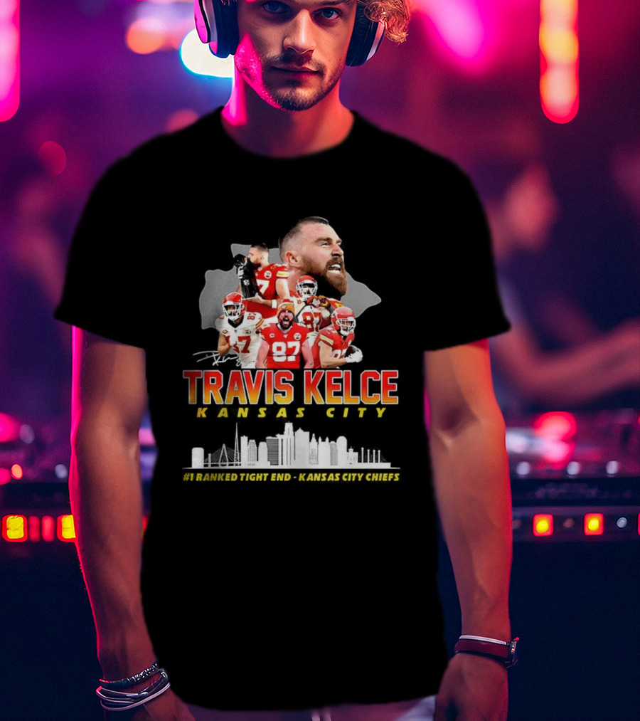 Travis Kelce Kansas City Chiefs Football Number 87 Signature Tee T-Shirt