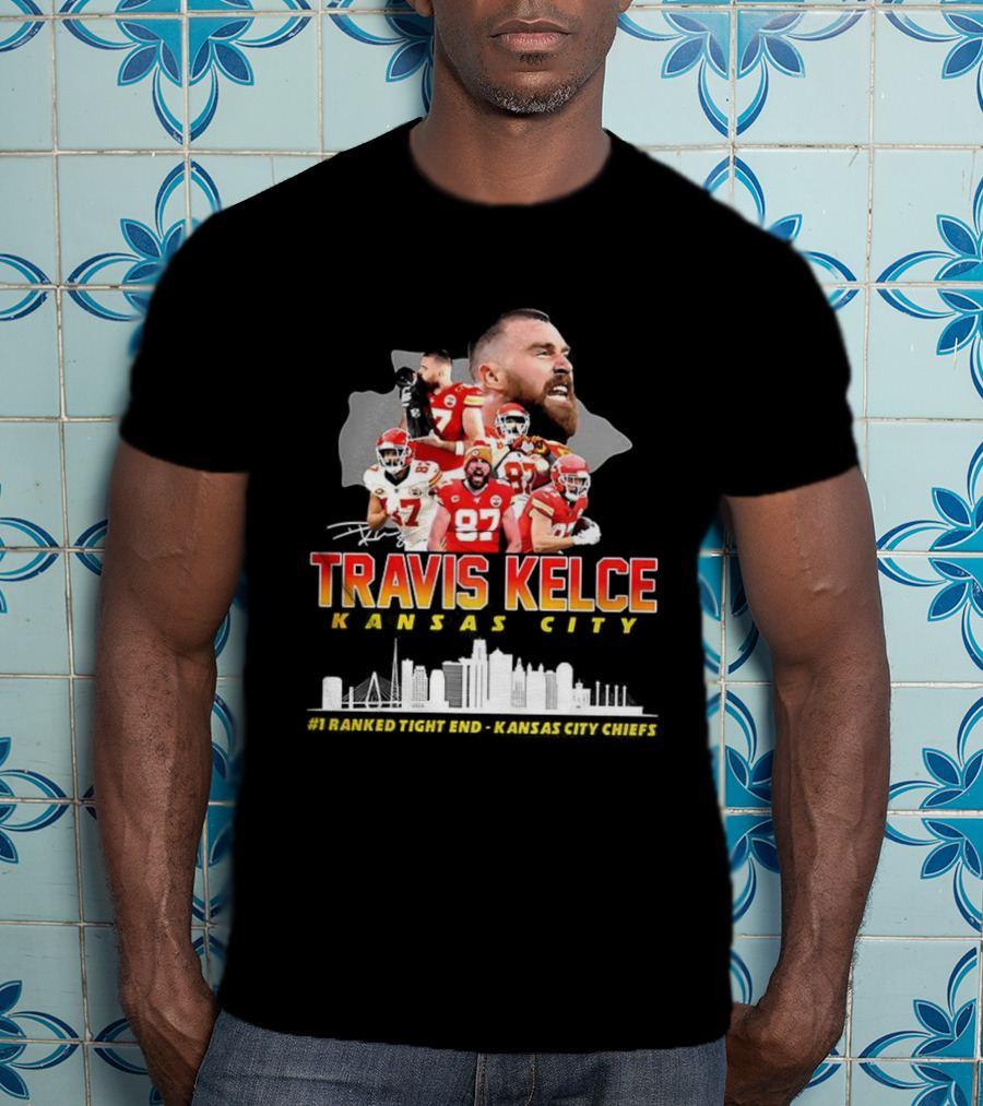 Travis Kelce Kansas City Chiefs Football Number 87 Signature Tee T-Shirt