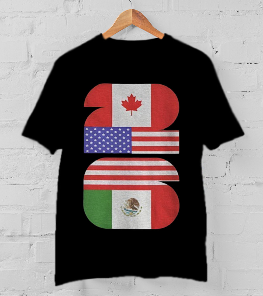 World Cup 2026 USA Canada Mexico Flag Design T-Shirt