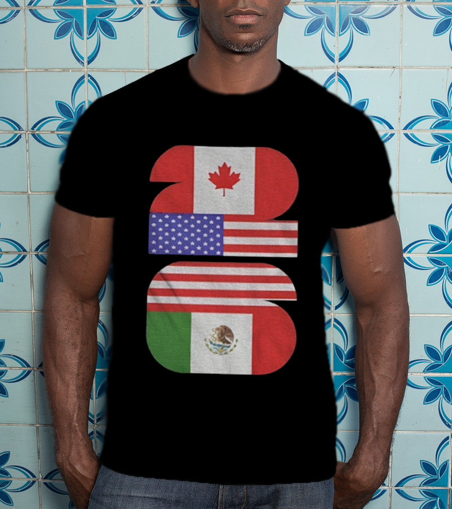World Cup 2026 USA Canada Mexico Flag Design T-Shirt
