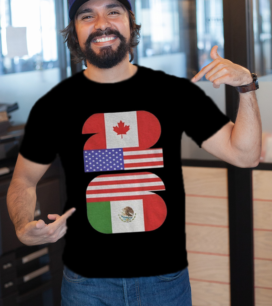 World Cup 2026 USA Canada Mexico Flag Design T-Shirt