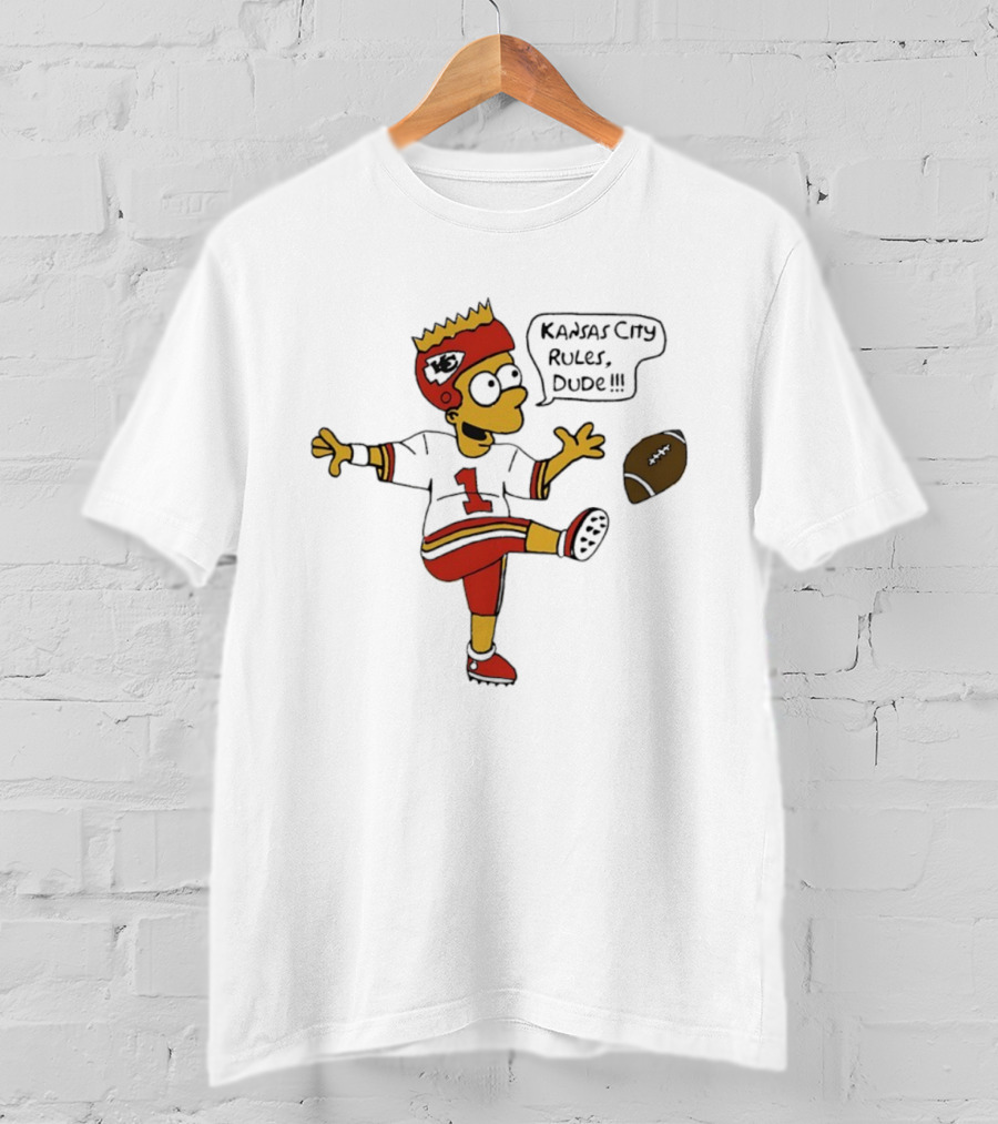 Bart Kansas City Chiefs Rules Dude Football Fan Kicking Fun T-Shirt