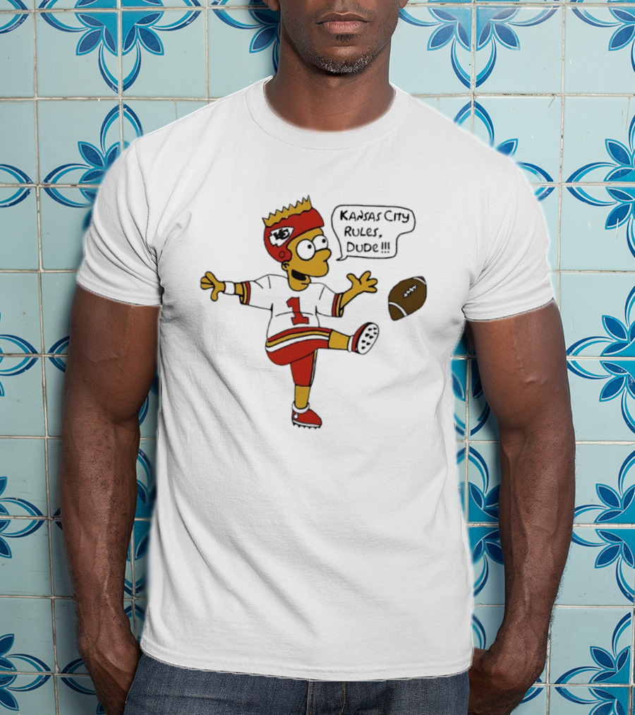 Bart Kansas City Chiefs Rules Dude Football Fan Kicking Fun T-Shirt