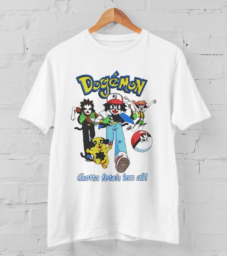 Big Dogs Dogémon Gotta Fetch ’Em All Playful Parody Characters T-Shirt