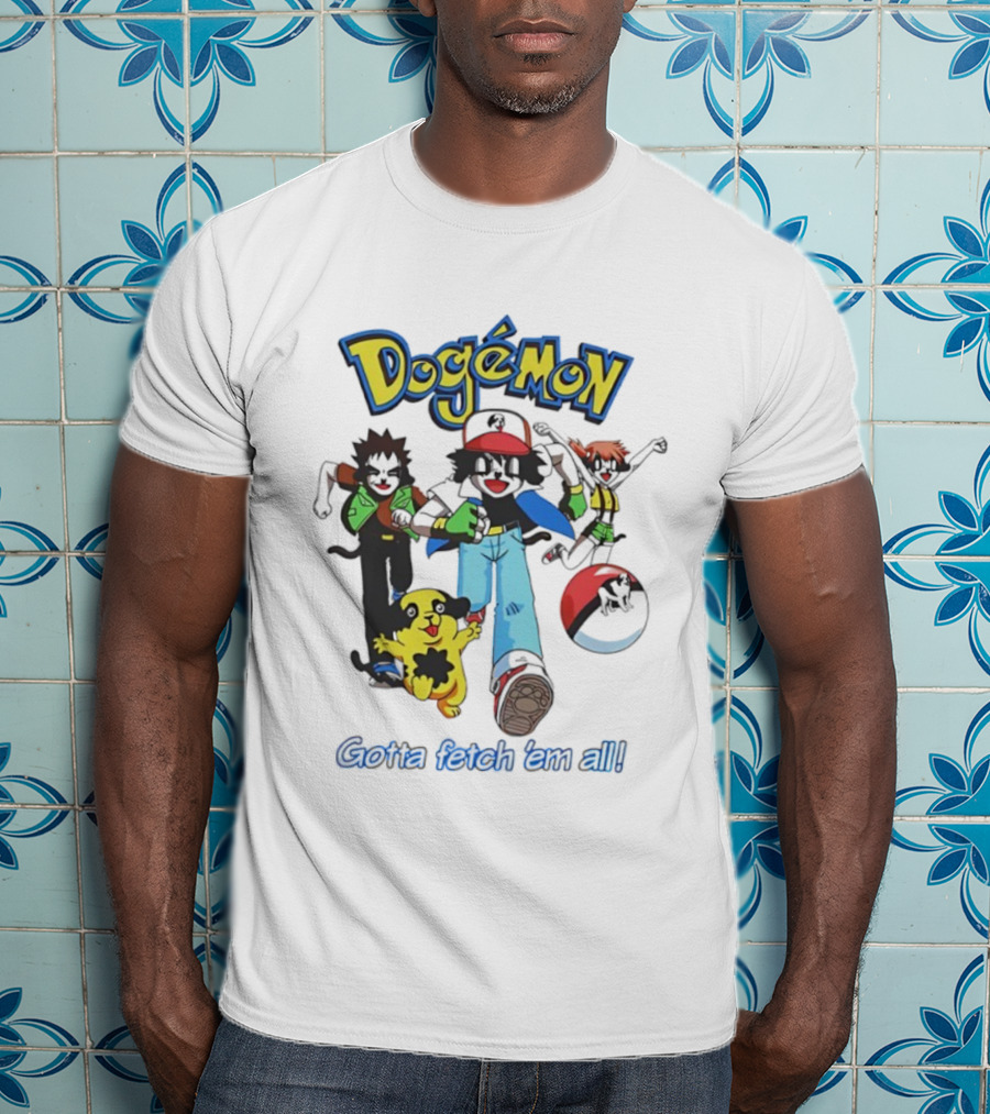 Big Dogs Dogémon Gotta Fetch ’Em All Playful Parody Characters T-Shirt