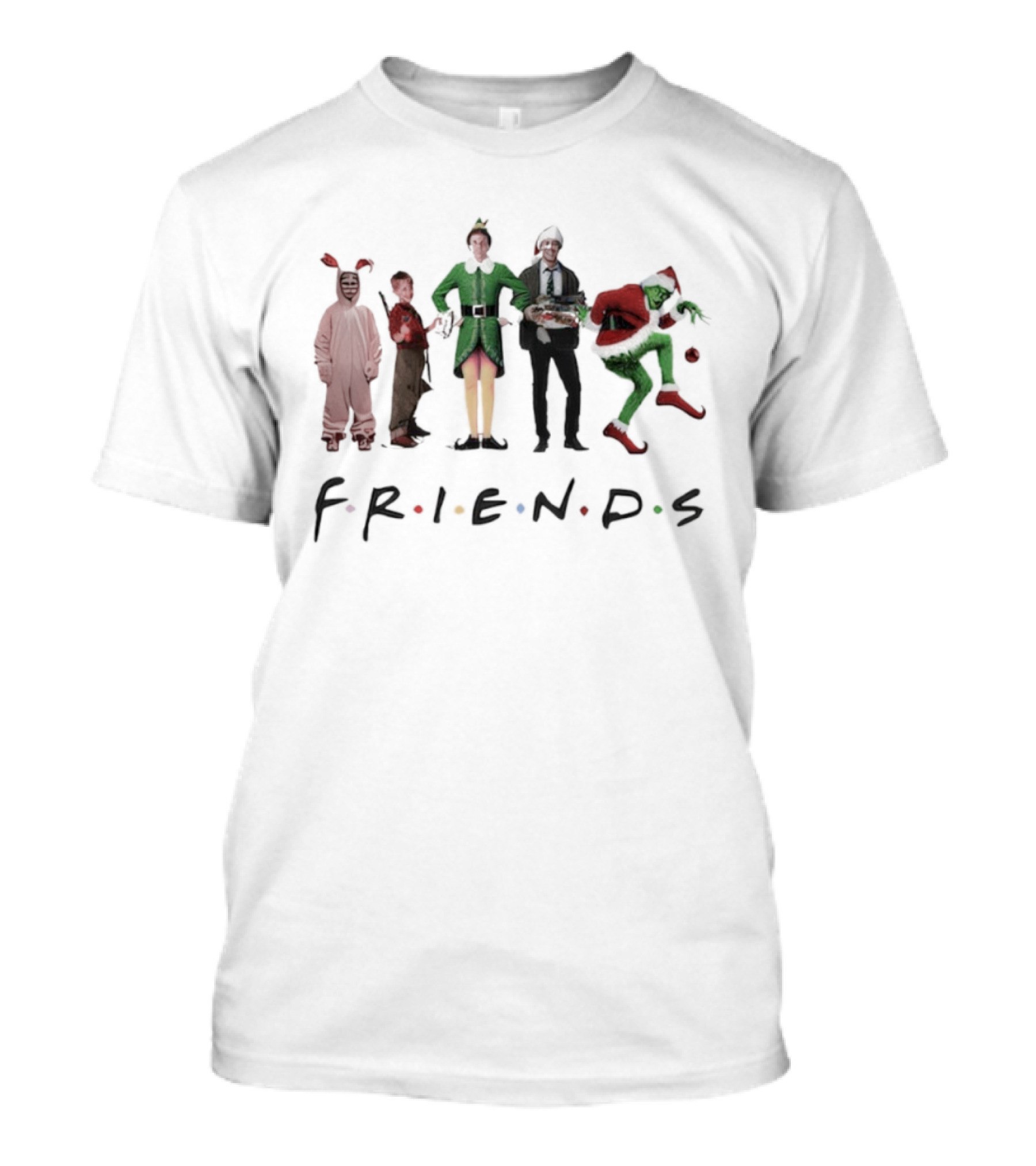 Christmas Movies Friends Characters Griswold Grinch Ralphie Elf Kevin T-Shirt