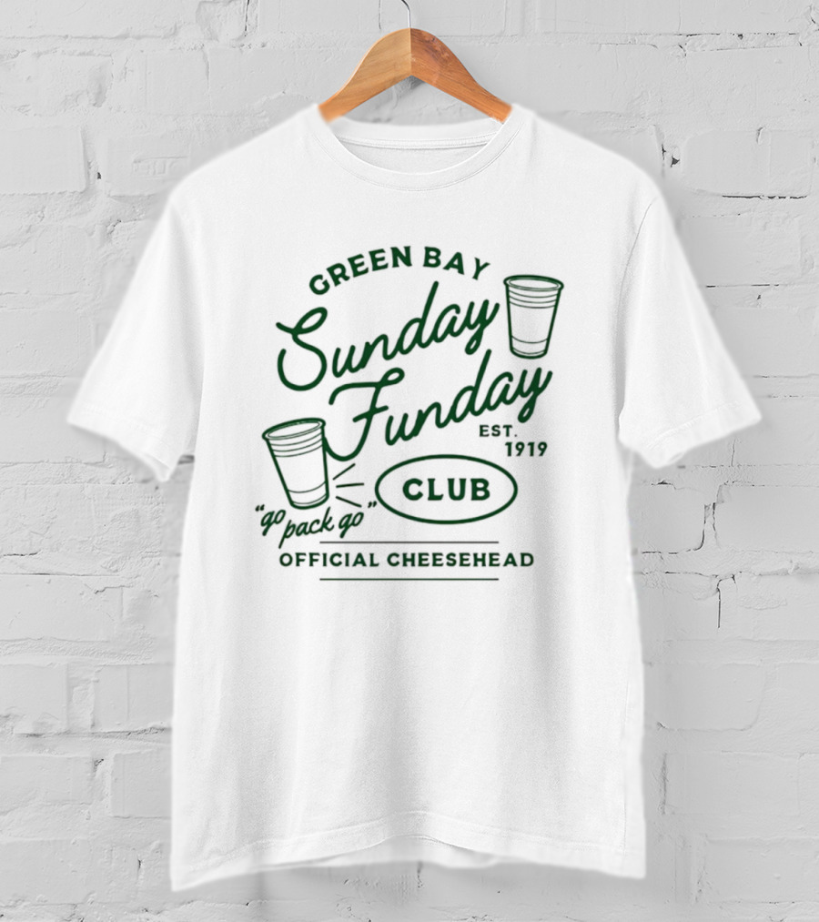 Green Bay Sunday Funday Established 1919 Official Cheesehead Pack Of Fun Club T-Shirt