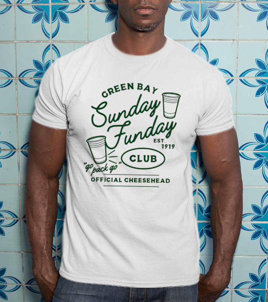 Green Bay Sunday Funday Established 1919 Official Cheesehead Pack Of Fun Club T-Shirt