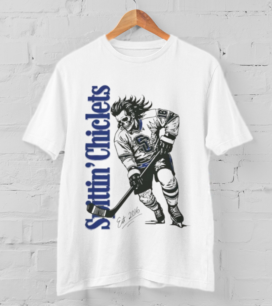 Hockey Spittin Chiclets Skullet Est 2016 Vertical T-Shirt