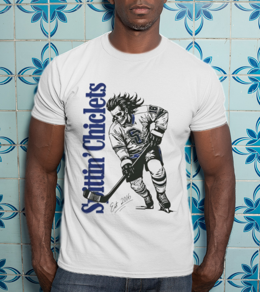 Hockey Spittin Chiclets Skullet Est 2016 Vertical T-Shirt