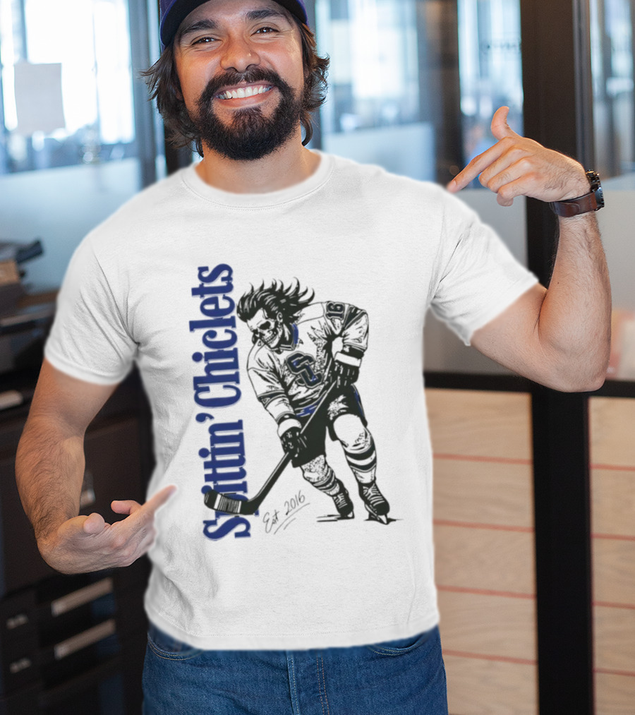 Hockey Spittin Chiclets Skullet Est 2016 Vertical T-Shirt