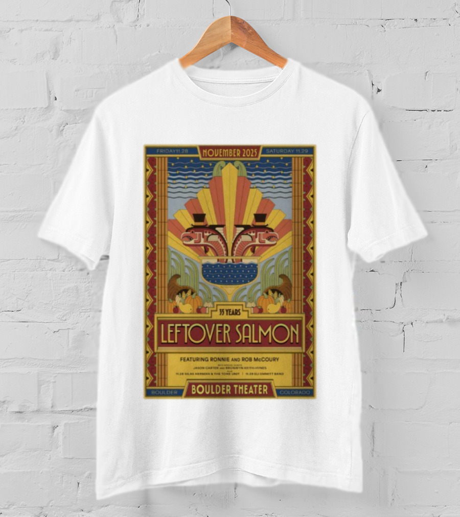 Leftover Salmon 35 Years November 2025 Boulder Theater Featuring Ronnie And Rob McCoury T-Shirt