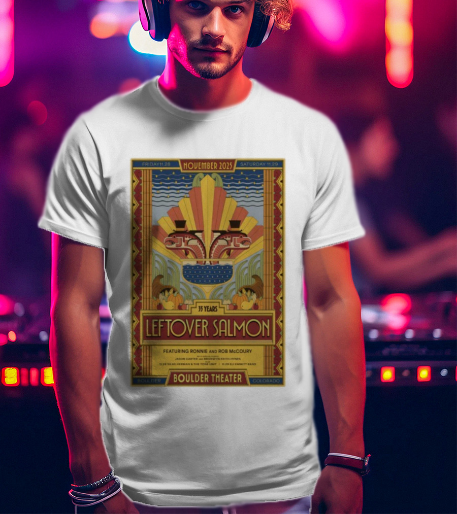 Leftover Salmon 35 Years November 2025 Boulder Theater Featuring Ronnie And Rob McCoury T-Shirt