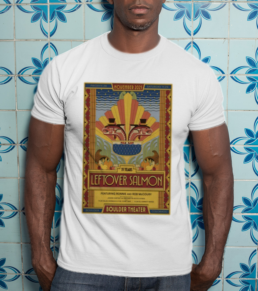 Leftover Salmon 35 Years November 2025 Boulder Theater Featuring Ronnie And Rob McCoury T-Shirt