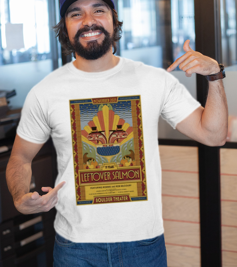 Leftover Salmon 35 Years November 2025 Boulder Theater Featuring Ronnie And Rob McCoury T-Shirt