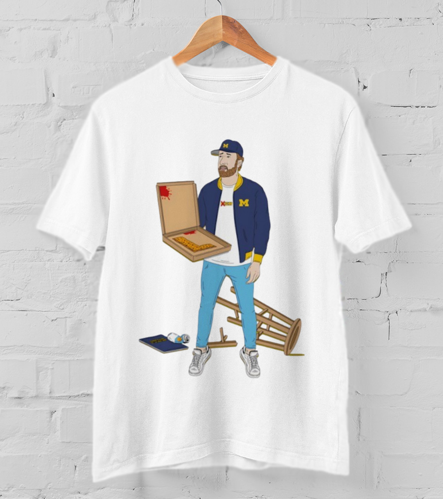 Michigan Wolverines XEN Connor Stali Jong 20-24 Cheat She Pizza Box Football Fan Outfit T-Shirt