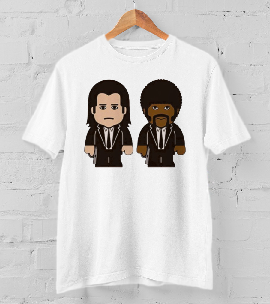 Samuel L Jackson Pulp Fiction Jules And Vincent Cartoon Characters T-Shirt