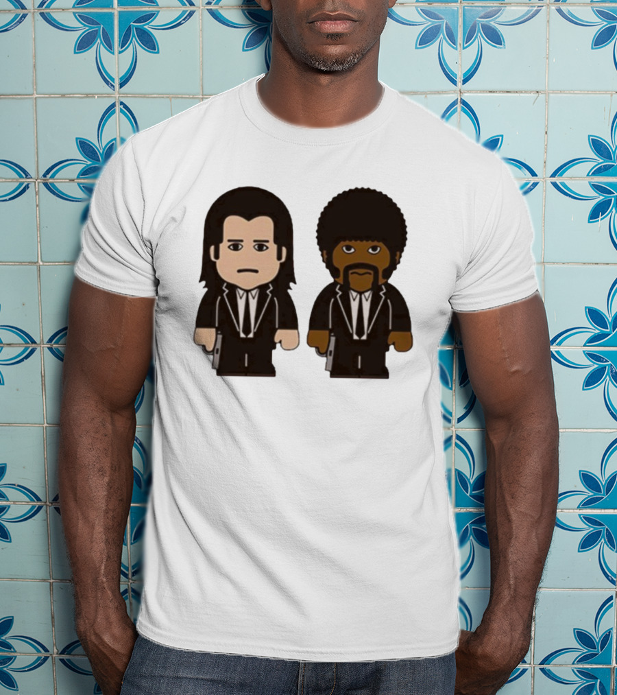 Samuel L Jackson Pulp Fiction Jules And Vincent Cartoon Characters T-Shirt