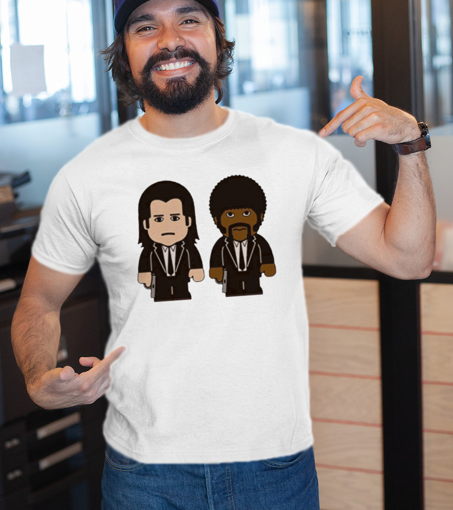 Samuel L Jackson Pulp Fiction Jules And Vincent Cartoon Characters T-Shirt