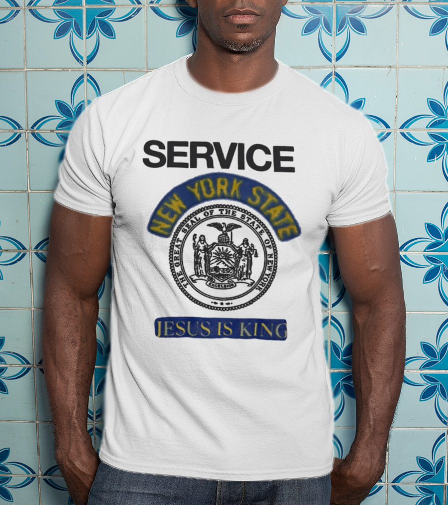 Service New York State Seal Jesus Is King T-Shirt