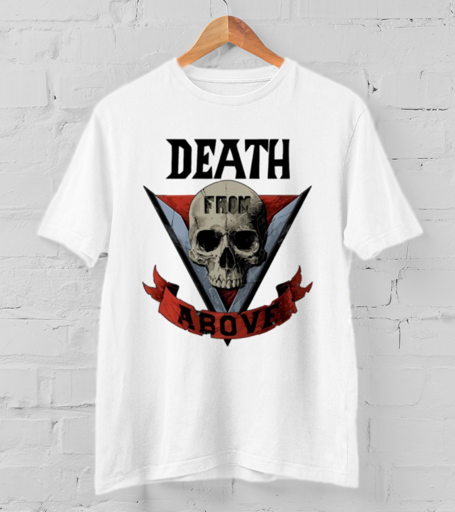 Skull Death From Above V Emblem Red Banner T-Shirt