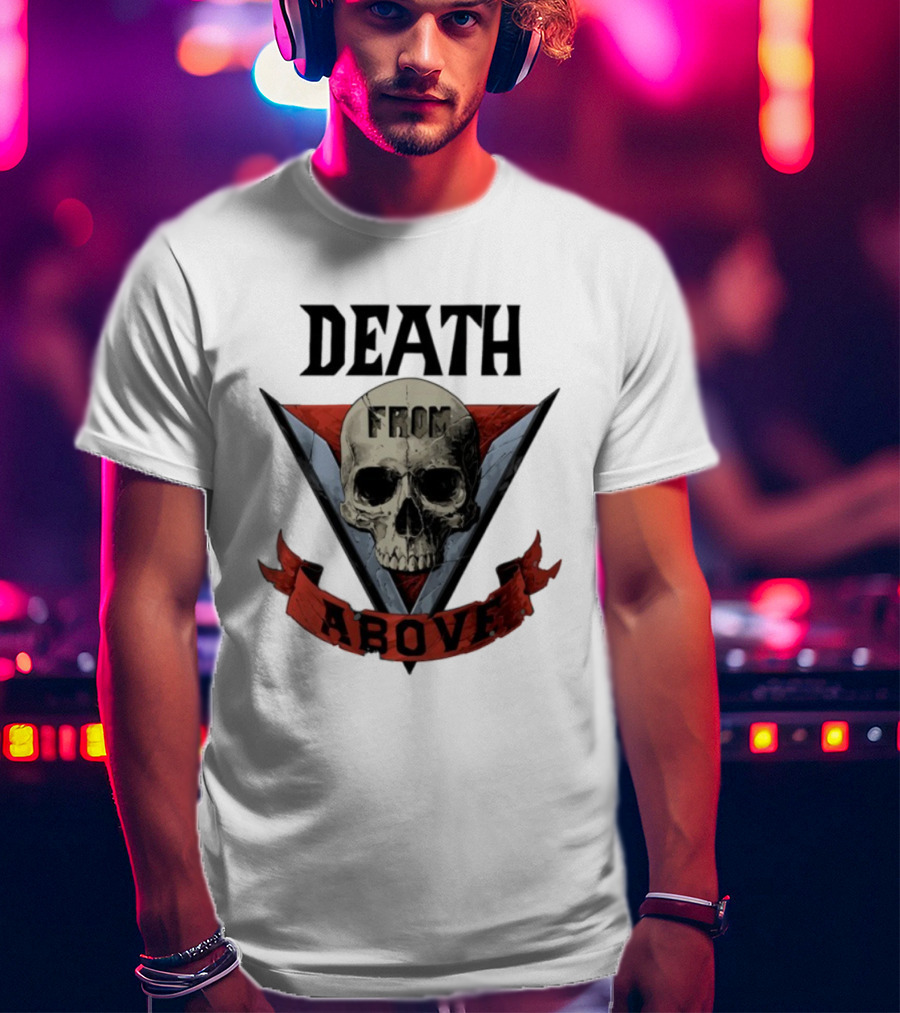 Skull Death From Above V Emblem Red Banner T-Shirt