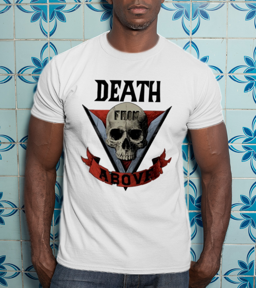 Skull Death From Above V Emblem Red Banner T-Shirt