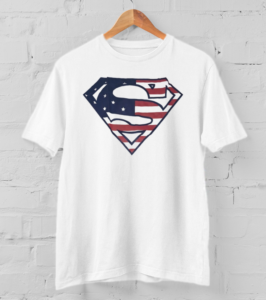 Superman American Flag Design USA Stars Stripes Logo T-Shirt