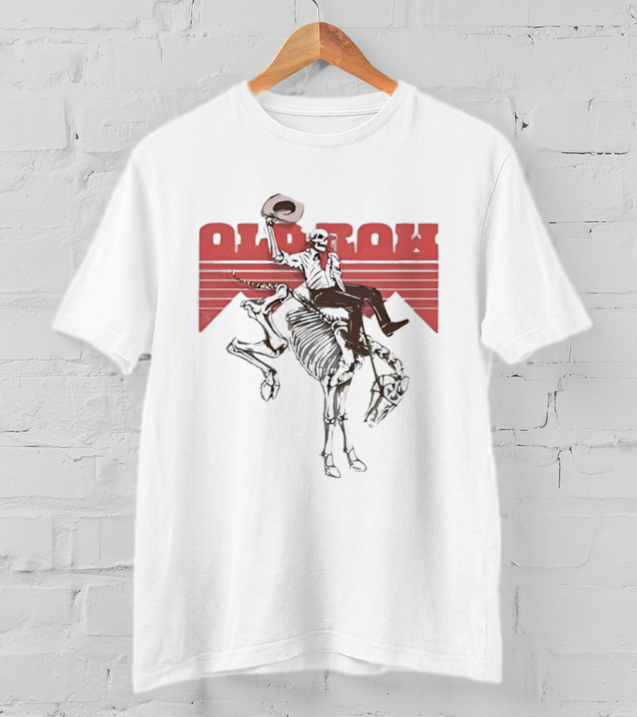 Old Row Cowboy Skeleton Rider With Horse And The Cowboy Killer Cowboy T-Shirt