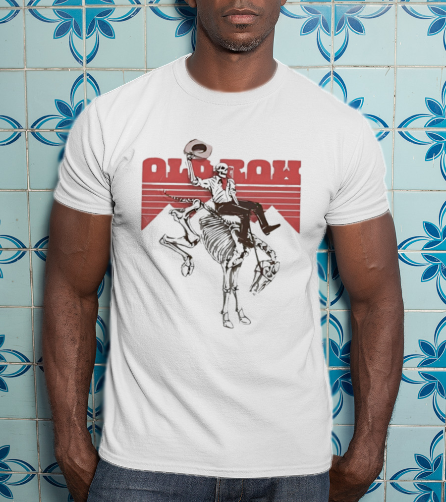 Old Row Cowboy Skeleton Rider With Horse And The Cowboy Killer Cowboy T-Shirt
