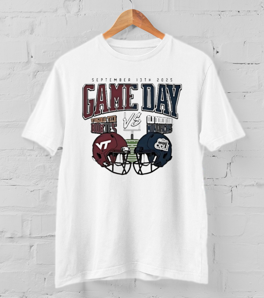Virginia Tech Hokies Vs Old Dominion Monarchs September 13th 2025 Gameday Helmet Matchup T-Shirt