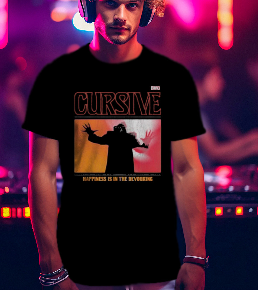 Cursive Happiness Is In The Devouring Silhouette And Vibrant Gradient T-Shirt