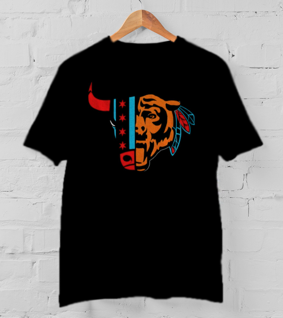 Bulls Bears Blackhawks Chicago Football NFL 2025 Mashup T-Shirt