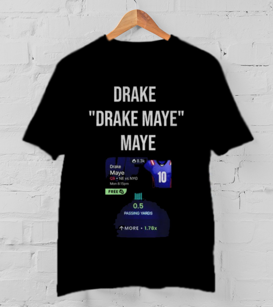 Drake Maye NFL Passing Yards Jersey Number 10 Football Stats T-Shirt