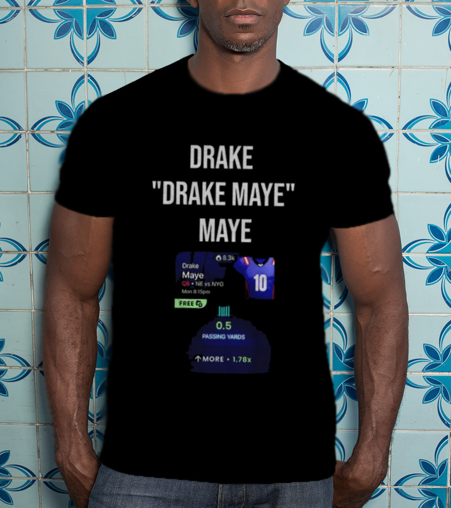 Drake Maye NFL Passing Yards Jersey Number 10 Football Stats T-Shirt