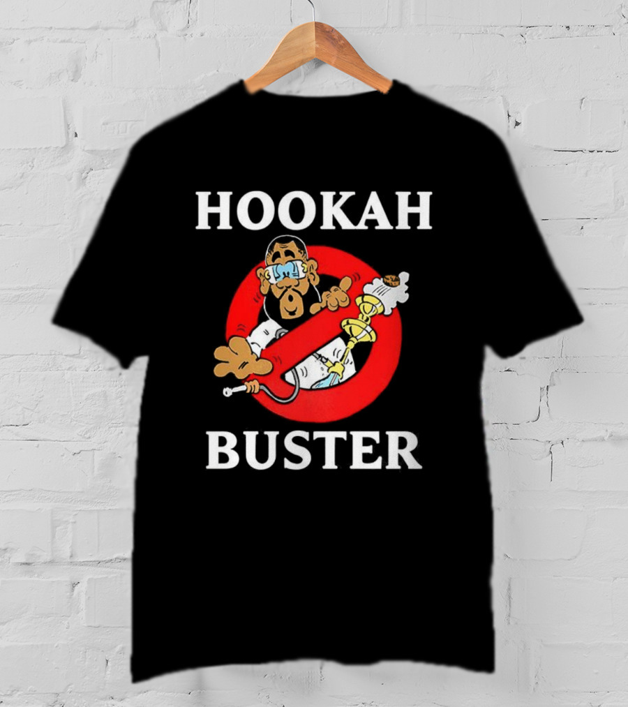 Hookah Buster Caricature Red Circle Cross Illustration T-Shirt