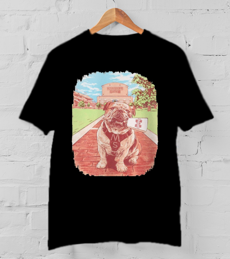 Mississippi State Bulldogs Bully Cowbell Stadium Scene T-Shirt