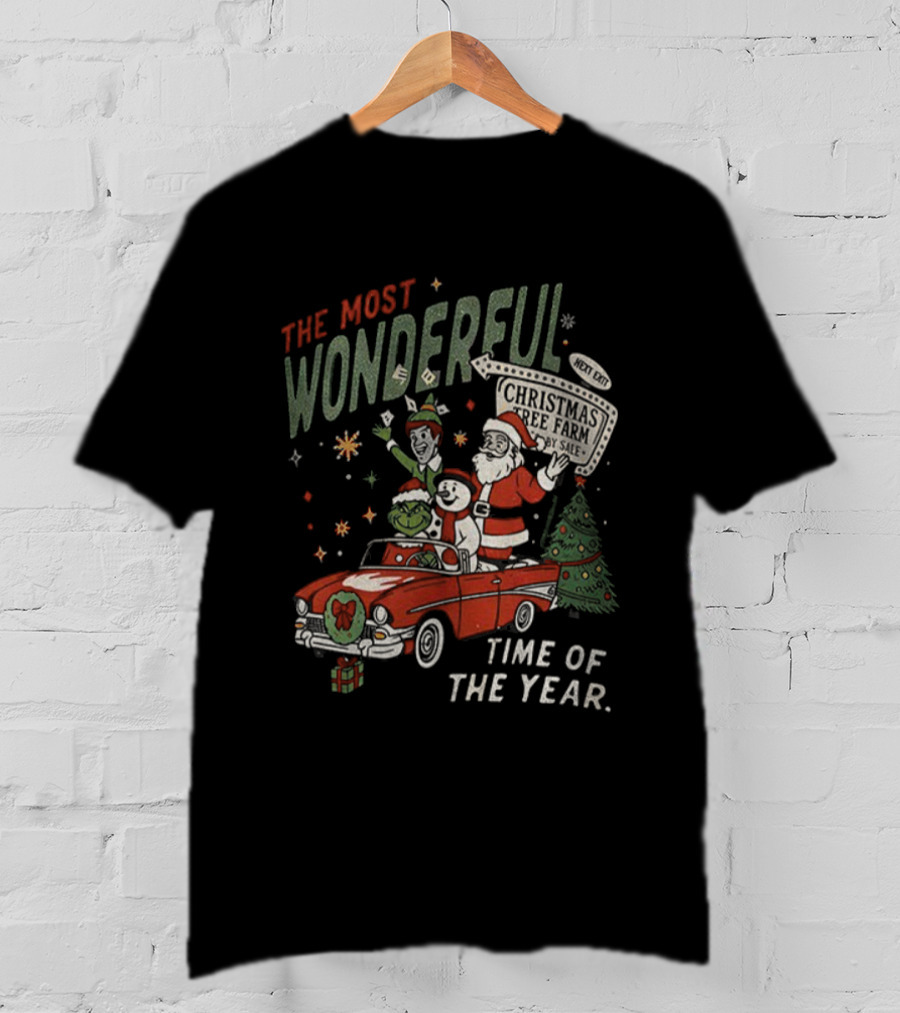 The Most Wonderful Time Of The Year Santa Reindeer Elf Grinch Merry Christmas T-Shirt