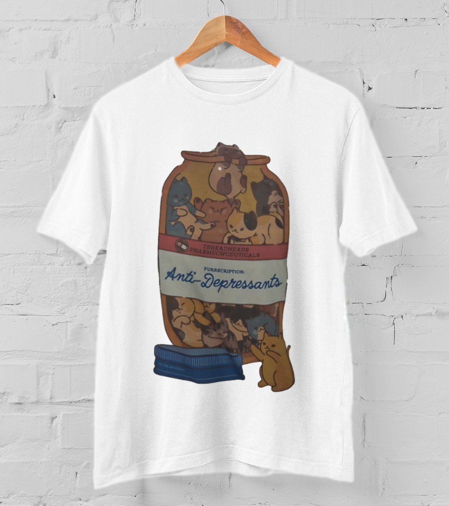 Purrscription Anti-Depressants Threadheads Pharmiaowceuticals Cat Edition T-Shirt