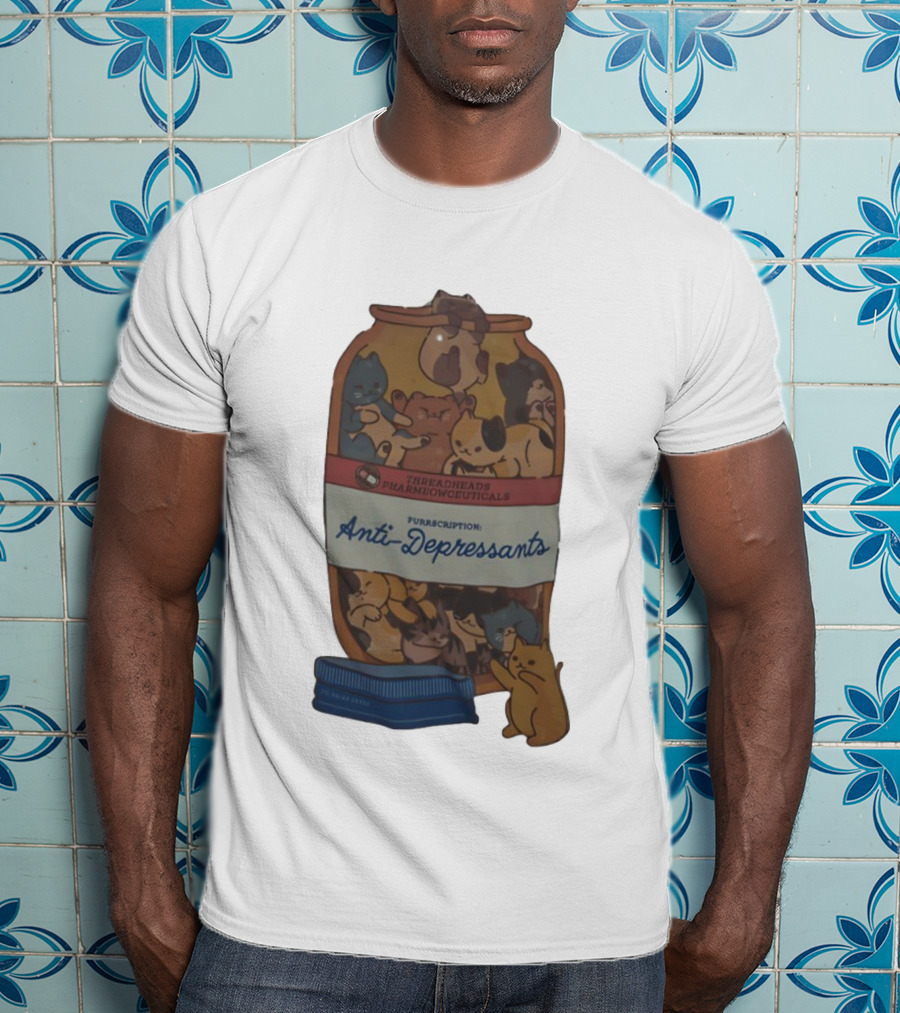 Purrscription Anti-Depressants Threadheads Pharmiaowceuticals Cat Edition T-Shirt