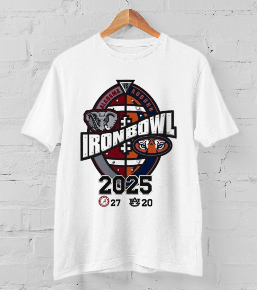 Alabama Vs Auburn Iron Bowl 2025 Football Rivalry Score 27-20 T-Shirt