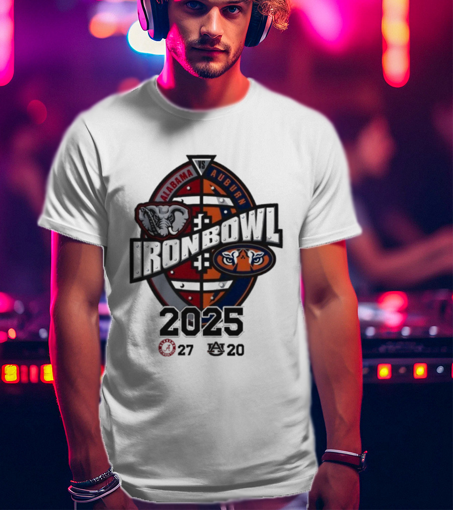 Alabama Vs Auburn Iron Bowl 2025 Football Rivalry Score 27-20 T-Shirt