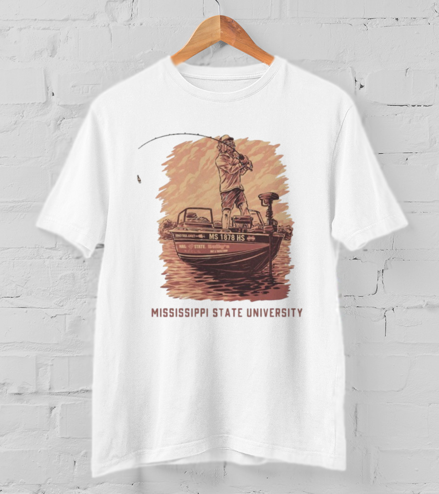 Mississippi State University Bulldogs Bass Fishing MS 1878 Hail State T-Shirt