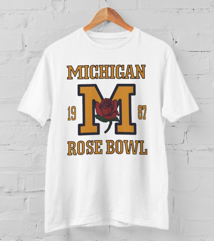 Michigan 1987 Rose Bowl M Rose Emblem T-Shirt