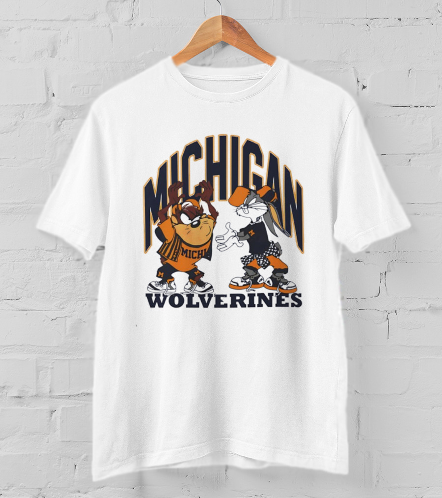 Michigan Wolverines Basketball Tasmanian Devil Bugs Bunny Crossover T-Shirt